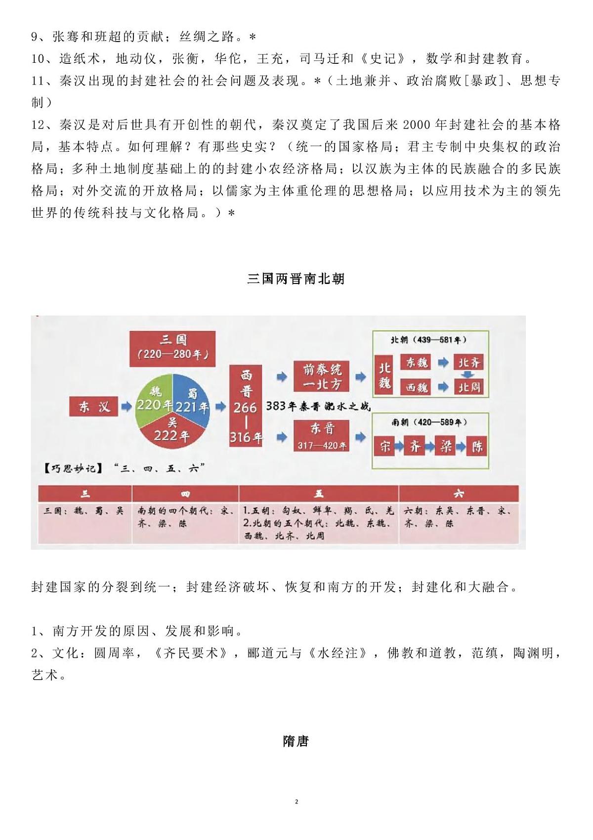 高中历史按时期顺序总结的超全知识点知识清单（共29页）第2页