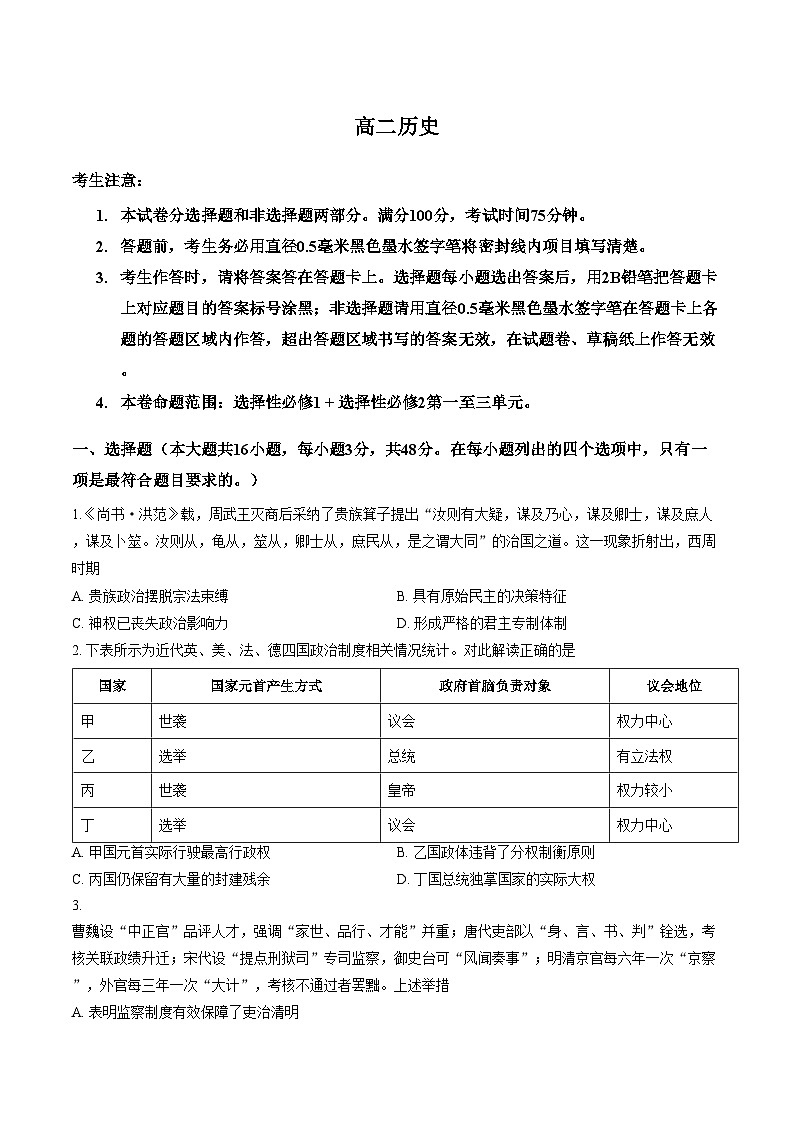 陕西省洛南中学2025_2026学年高二上学期末考试历史试题（扫描版，含答案）第1页