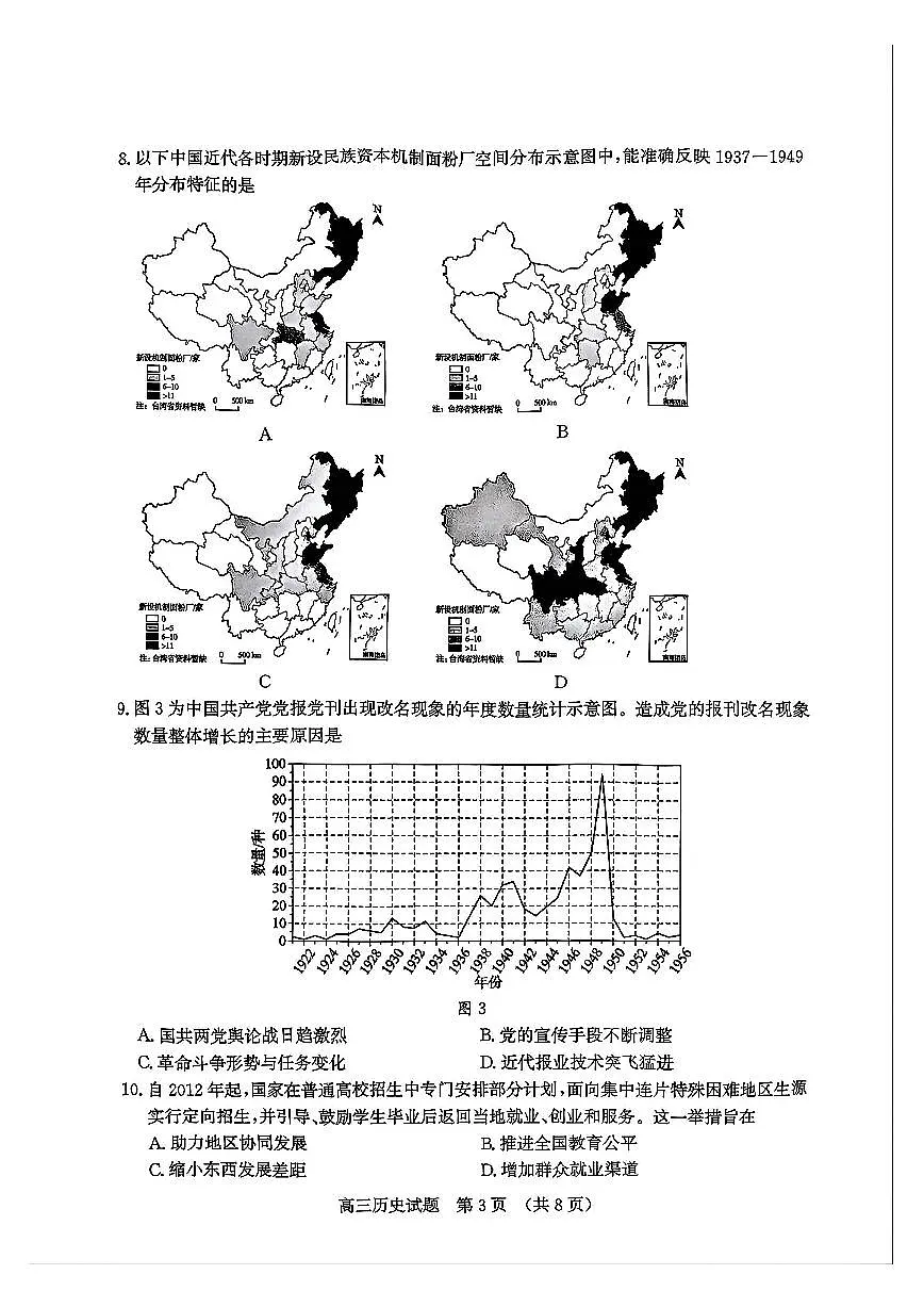 山东省济南市2026年高三高考一模历史试卷含答案第3页