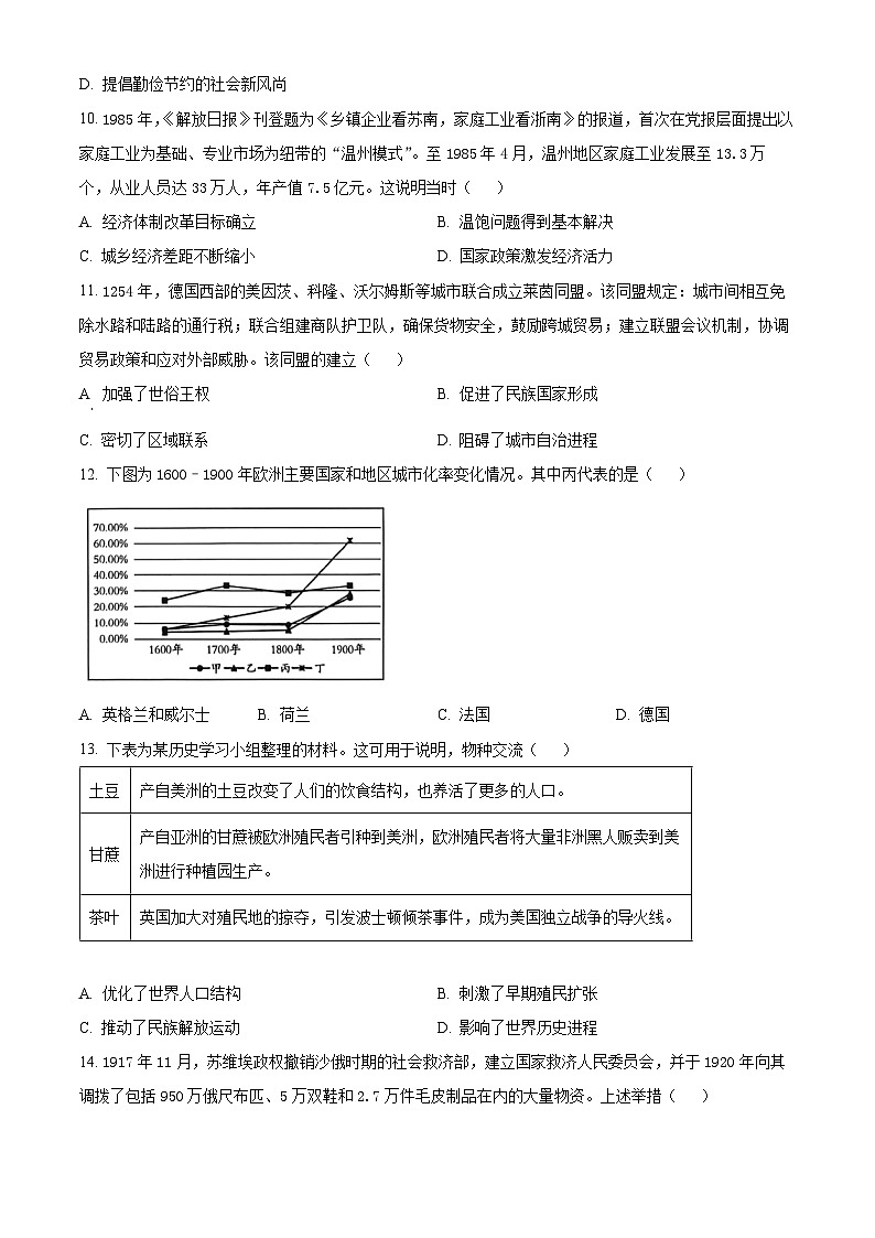山东潍坊市2025-2026学年高二上学期期末学业质量监测历史试题(A卷)（试卷+解析）第3页