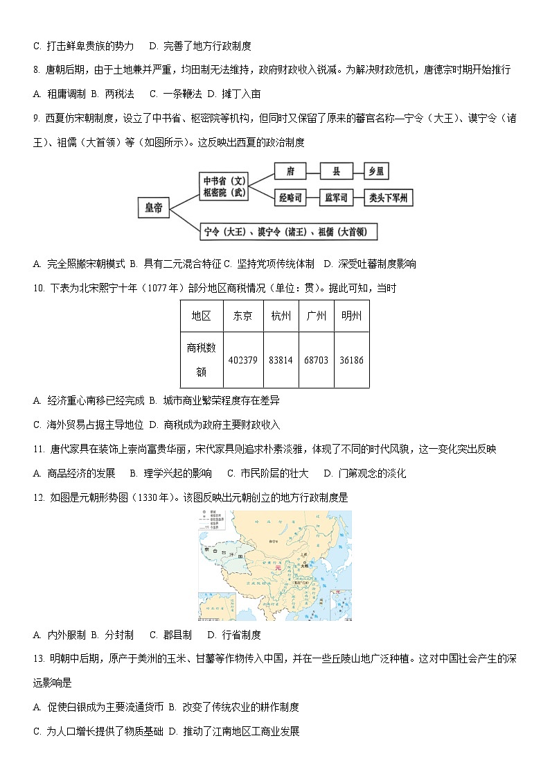 2025-2026学年辽宁省鞍山市名校协作体高一上学期期末考试历史试卷（学生版）第2页