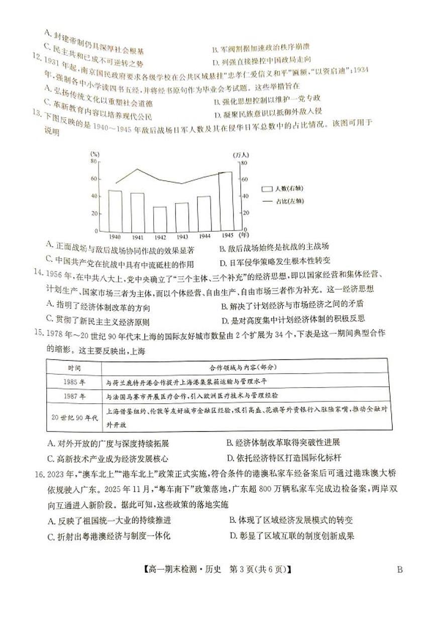 2025-2026学年河南商丘市商师联盟高一上学期期末考试历史含答案试题（含答案）第3页