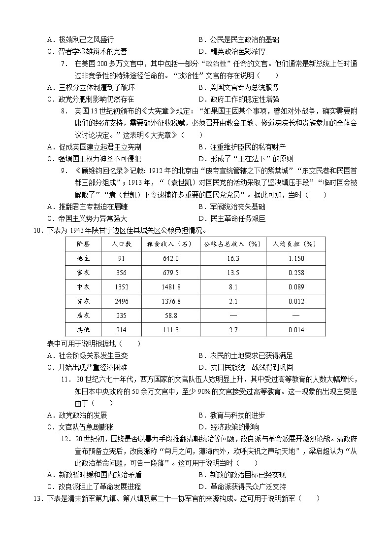 四川省泸州市三校联盟2025-2026学年高二上学期期末考试历史试题含答案第2页