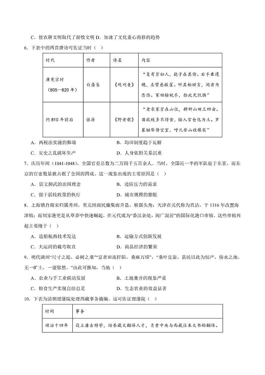2025-2026学年河南省部分高中高一上学期12月联考历史（含答案）试卷第2页