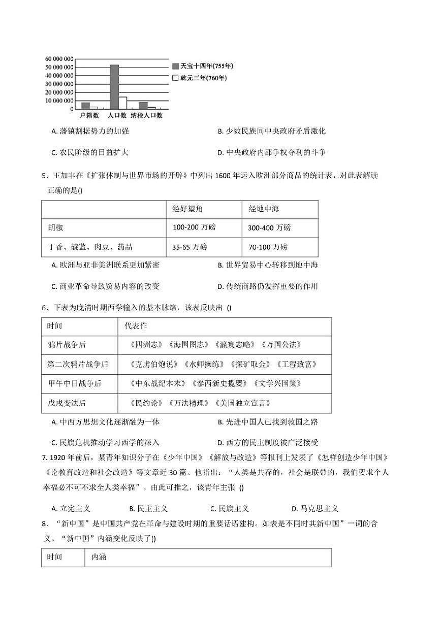 2026届贵州省贵阳市第一中学高三上学期高考模拟检测（一）历史试题（含答案）第2页