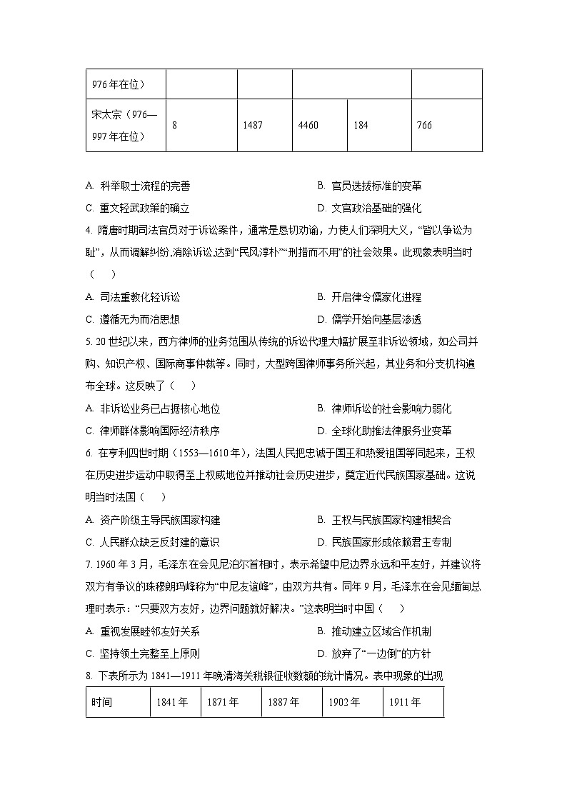 【历史】陕西渭南市华阴市2025-2026学年高二第一学期期末教学质量检测试卷（学生版）第2页