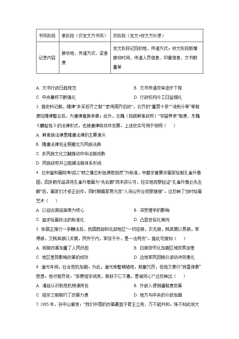 【历史】山西晋中市2025-2026学年高三上学期2月适应性调研测试试题（学生版）第2页