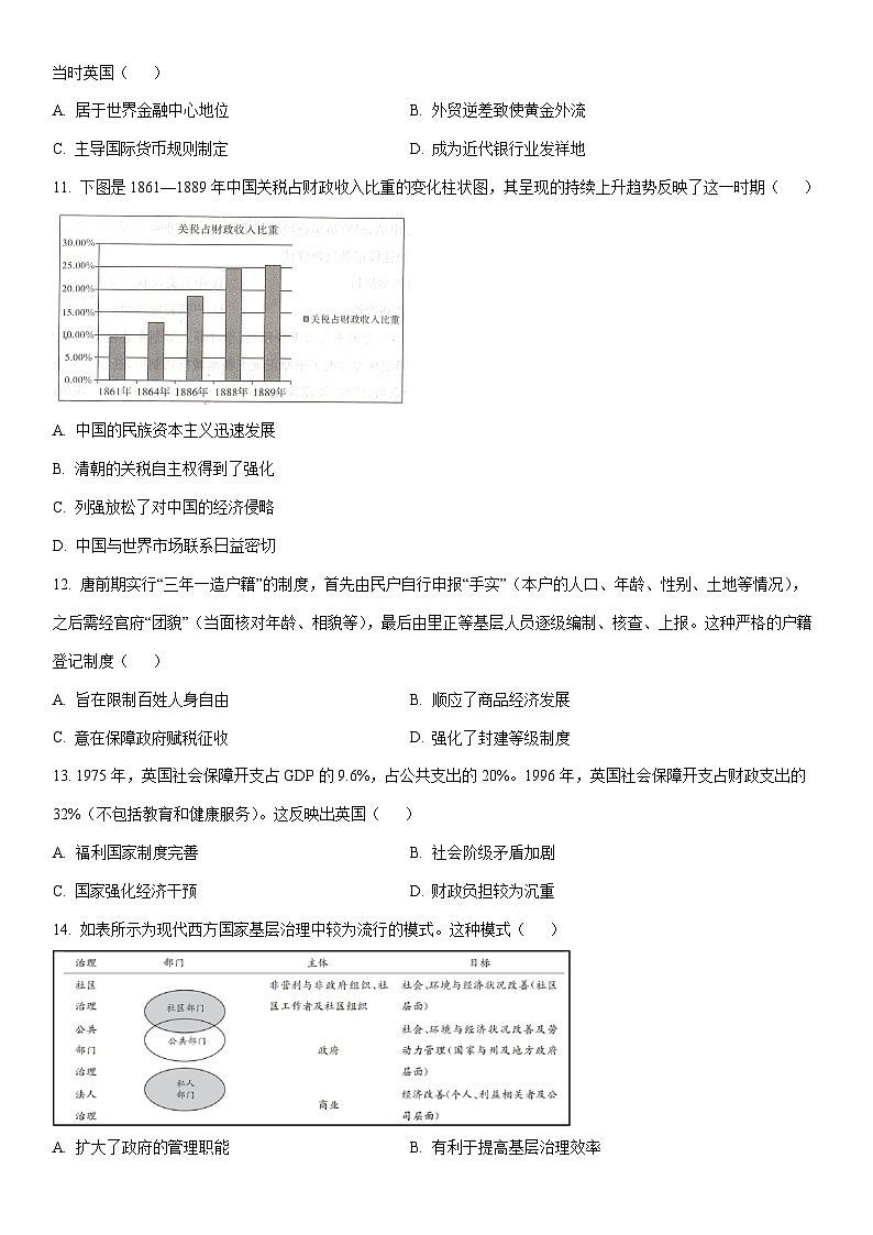 2025-2026学年新疆维吾尔自治区喀什地区喀什市高二第一学期期末测试历史试卷（学生版）第3页