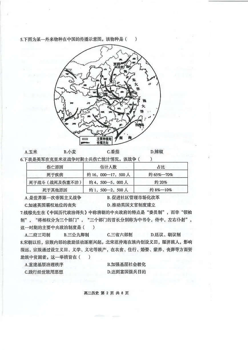 浙江绍兴市上虞区2025-2026学年高二上学期期末教学质量调测历史试卷第2页