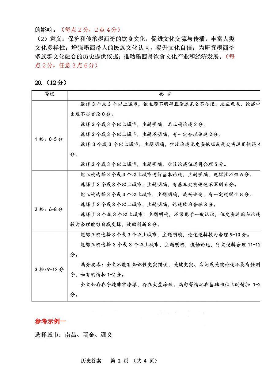 2025年东北三省四市教研联合体高考模拟试题（二）历史答案第2页