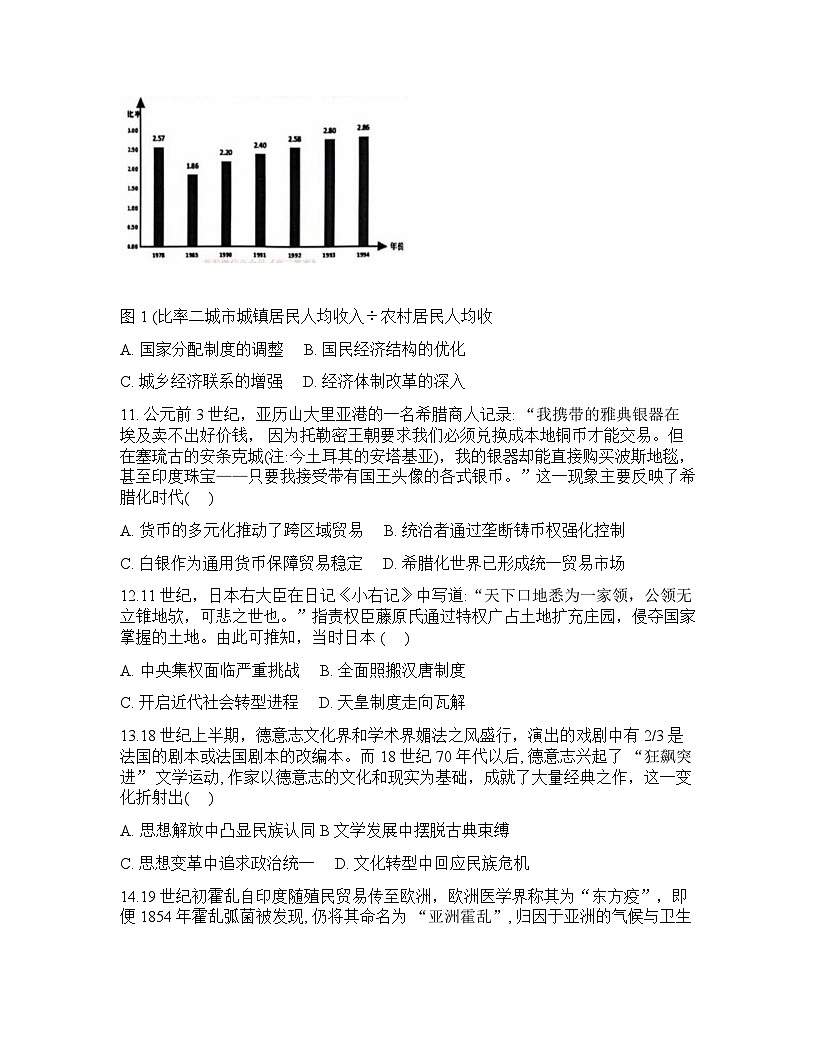 江西省重点中学协作体2026届高三高考一模历史试卷（含答案）第3页