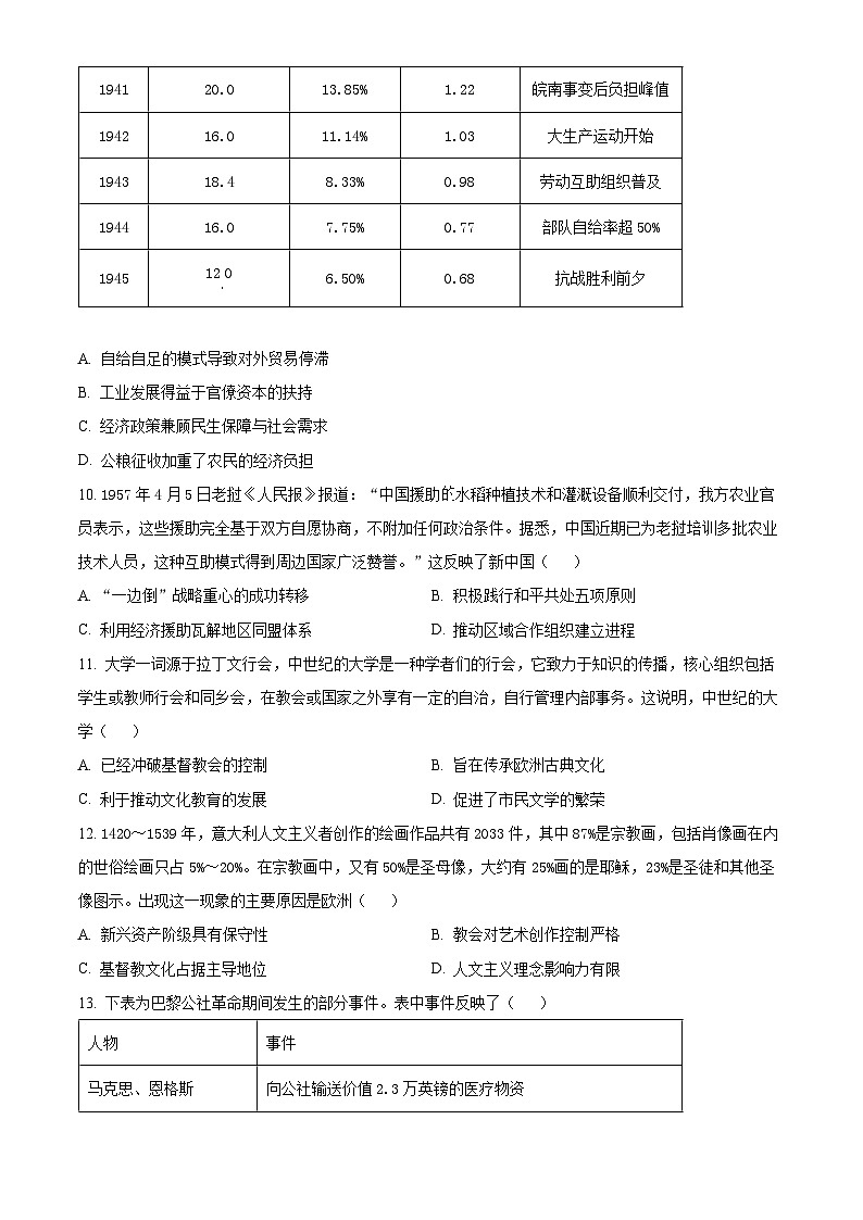山东菏泽市2025-2026学年高二上学期期末考试历史试题(A卷)（试卷+解析）第3页