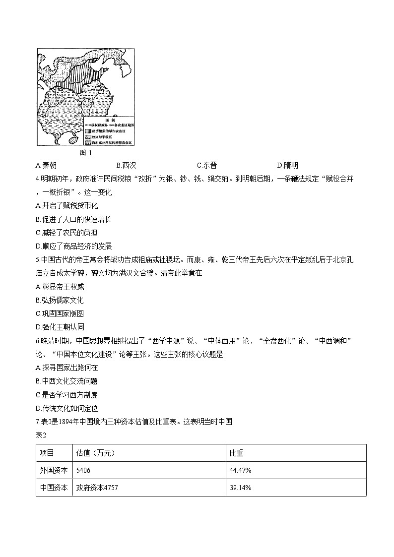 山东临沂市2026届高三下学期学业水平等级考试模拟（一模）历史试题（文字版，含答案）第2页