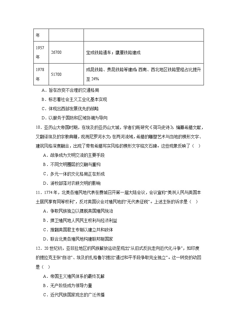 2026年海南高三下学期二模历史试题（附答案解析）第3页