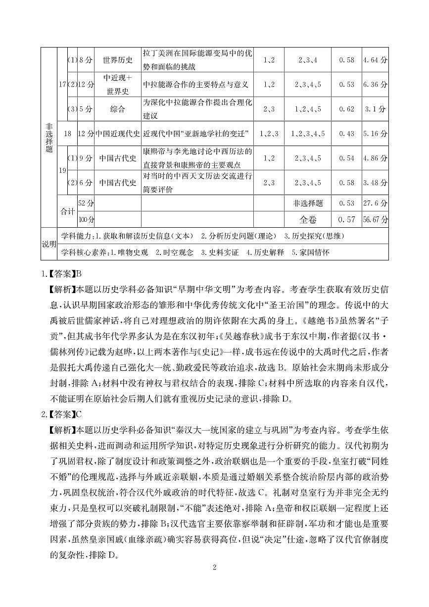 历史答案-四川省大数据联盟2026届高三3月开学联考第2页
