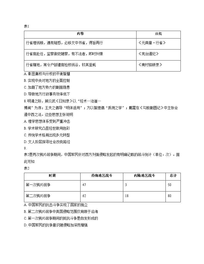 山东省滨州市惠民县2025_2026学年度高三上学期期中考试历史试题（文字版 含答案）第3页