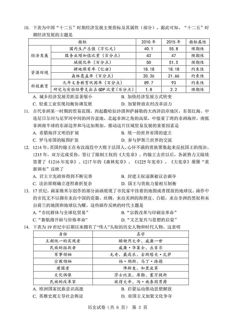 江淮十校-历史试题第3页