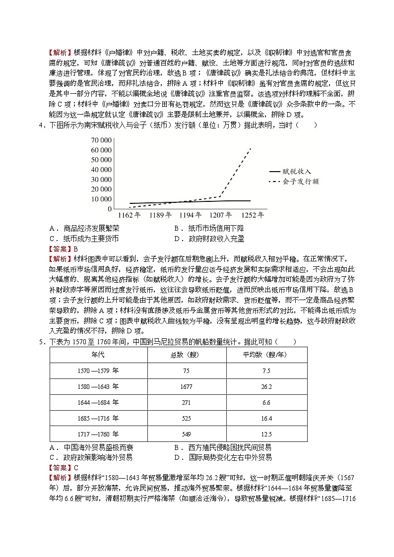 荆州中学高二年级下学期起点考-历史教师用卷第2页
