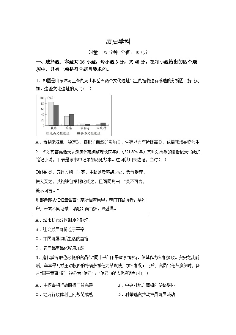 湖南岳阳市第一中学2025-2026学年高二下学期入学考试历史试题含答案第1页