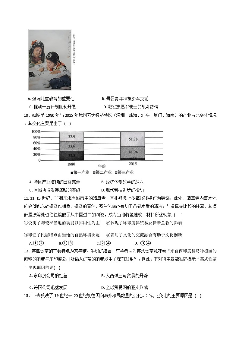 2026届安徽省太和中学高三下学期第一次质量检测历史试题（含答案及解析）第3页