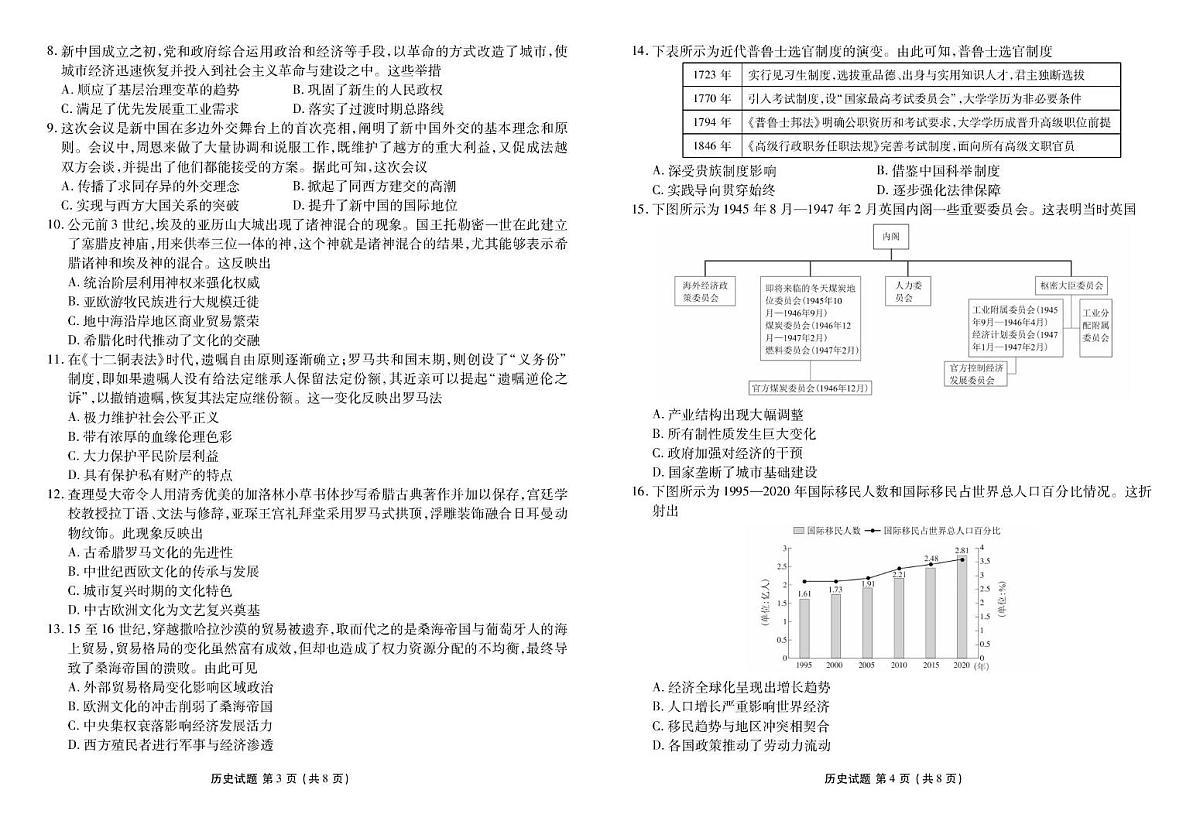 高二历史电子文件(2024-2025学年度高二年级5月联考) 高二历史正文(2024-2025学年度高二年级5月联考)第2页