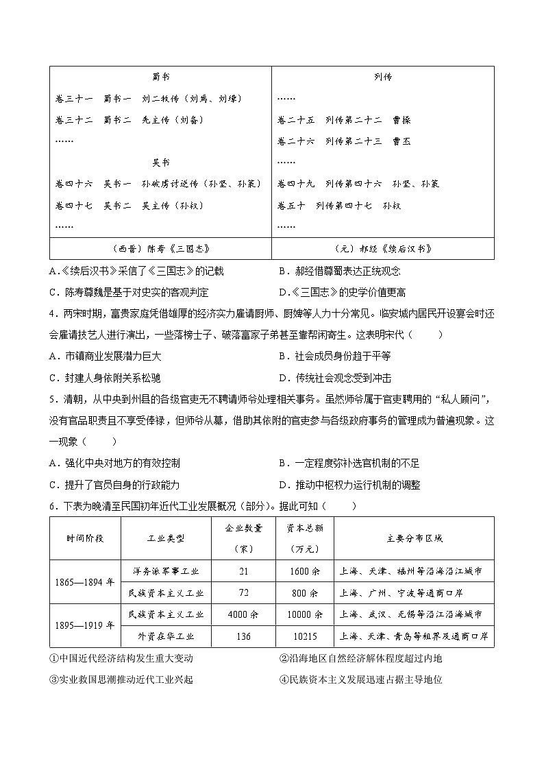 【试卷】2026届湖北黄冈市高考二模历史试题第2页