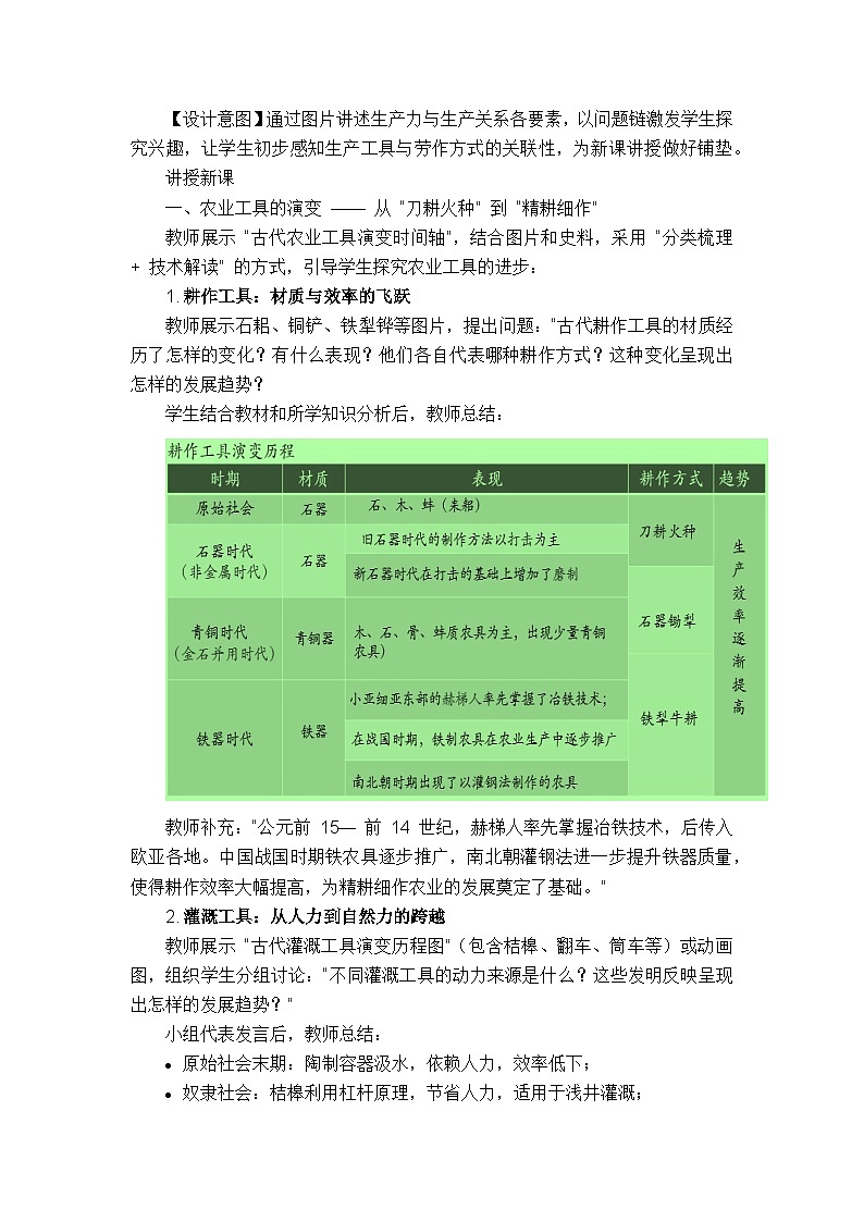 统编版选择性必修二《经济与社会生活》教学设计 第4课 古代的生产工具与劳作第3页