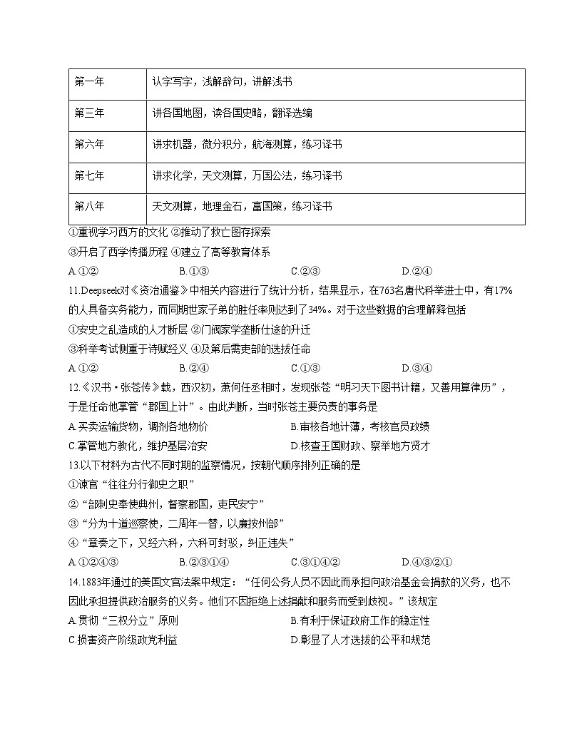 北京市第十五中学2025_2026学年高二上学期期中考试历史试卷（PDF格式，含答案）第3页