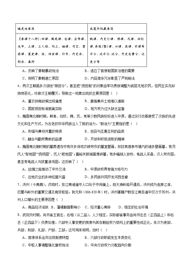 2026届甘肃省民乐县第一中学高三上学期第一次月考历史试卷（含解析）第2页