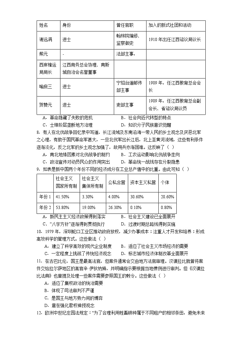 2026届河南省郑州市第四高级中学高三上学期学评4（11月质量监测）历史试卷（含答案）第2页