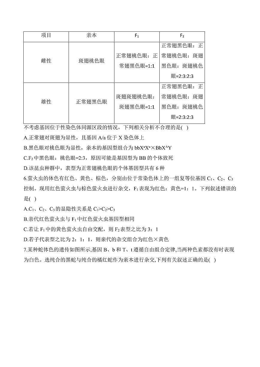 高考第一轮复习历史专题6 遗传的基本规律（选择题）——高考生物学模块分练【新高考版】（含解析）第3页
