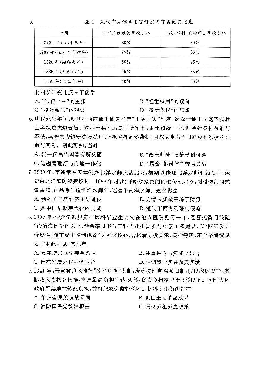 2026年河北省普通高中学业水平选择性模拟考试 历史试题（无答案）第2页