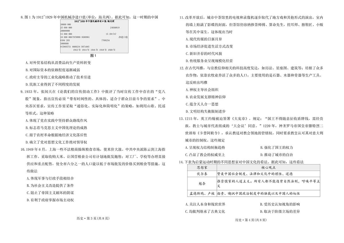 2026西南名校联盟高三下学期3月“333”高考备考诊断性联考（二）历史PDF版含解析第2页