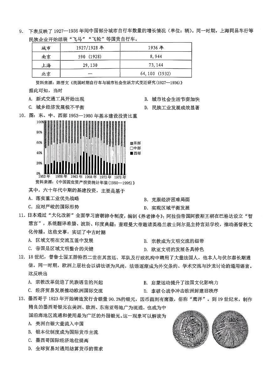 重庆市2026年普通高等学校招生全国统一考试康德高考模拟调研（三）历史试题（含答案）第2页