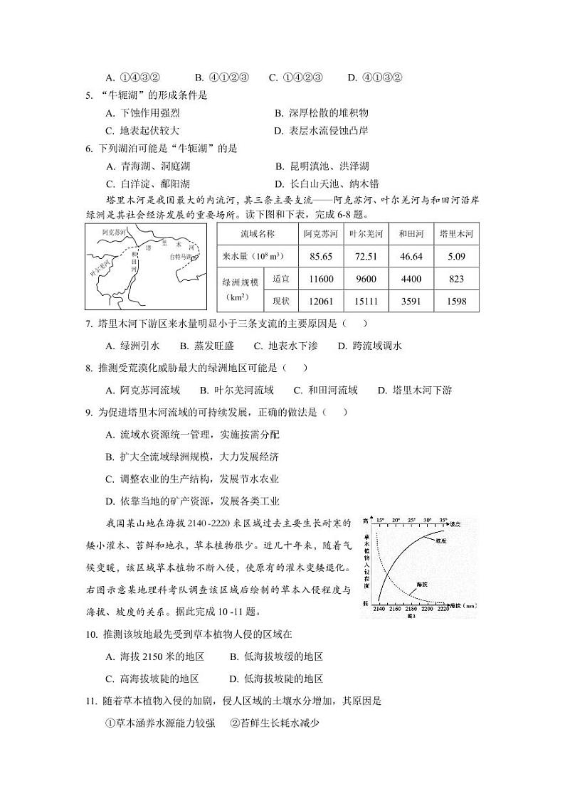 【文综】2020全国大联考4月联考（A4） 试卷02