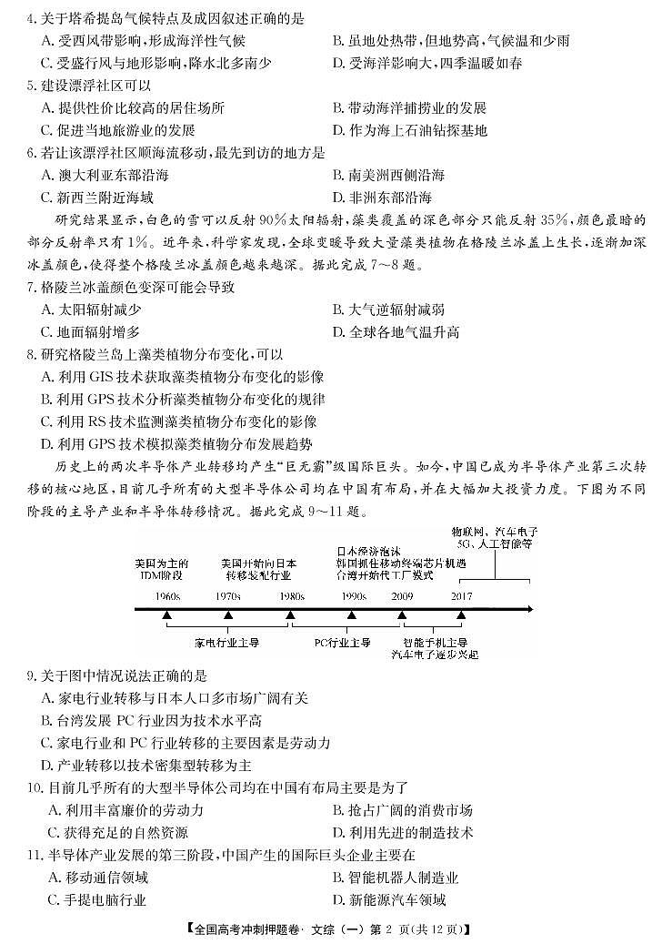 2020年高考冲刺押题卷文综含解析02