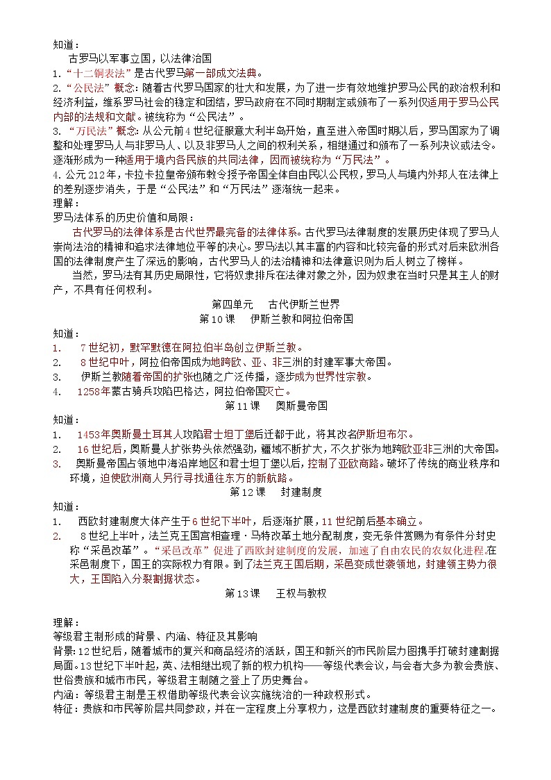 人教版（超详）高中历史知识点归纳汇总03