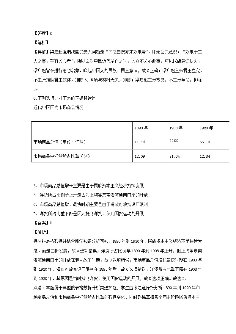 黑龙江省伊春市第二中学2020届高三上学期期中考试历史试题03