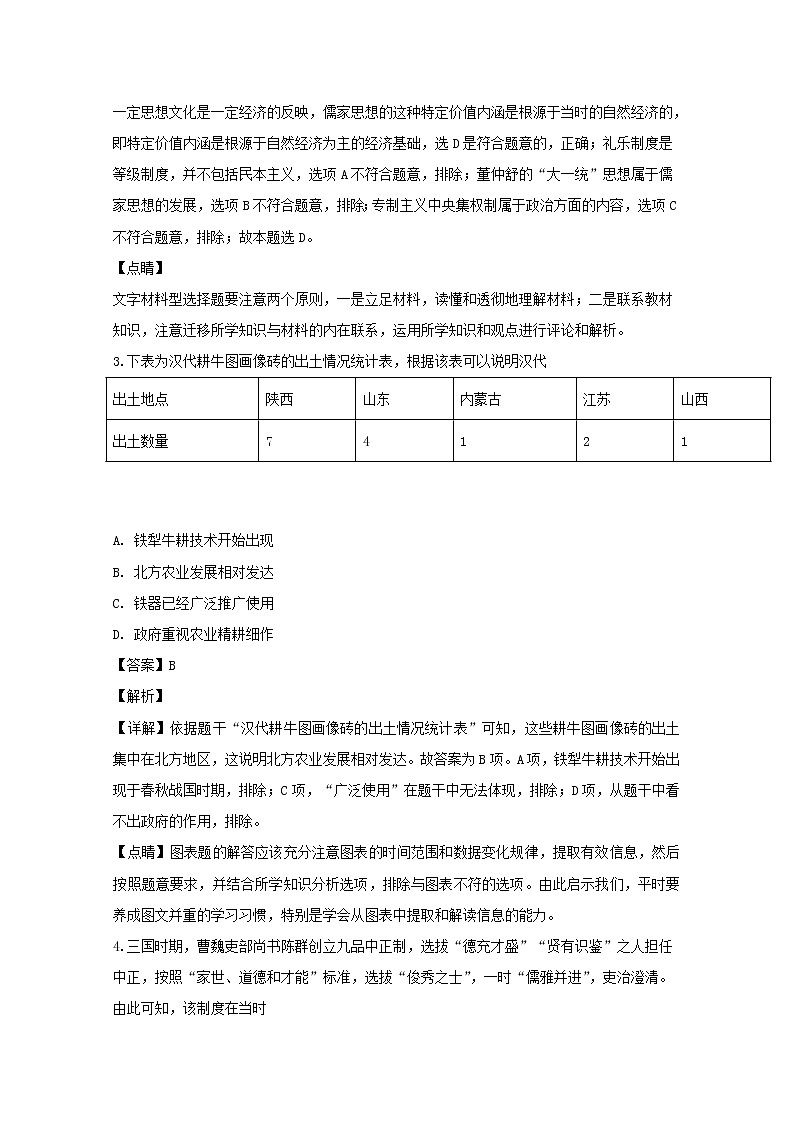 安徽省安庆市桐城中学2020届高三上学期第三次月考历史试题02