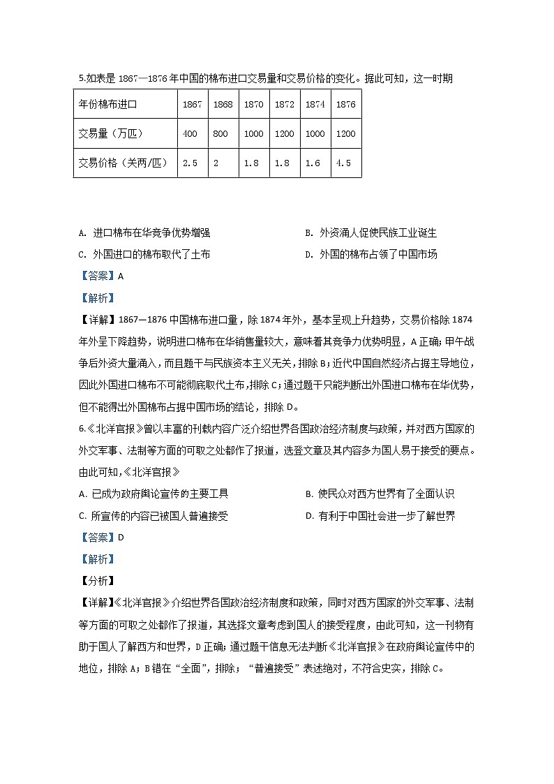 山东省临沂市枣庄市2020届高三6月联考历史试题03