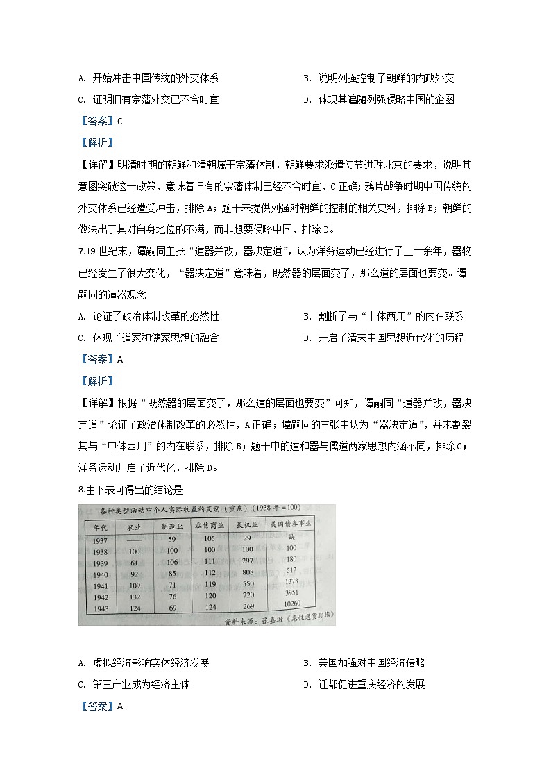 山东新高考质量测评联盟2020届高三5月联考历史试题03