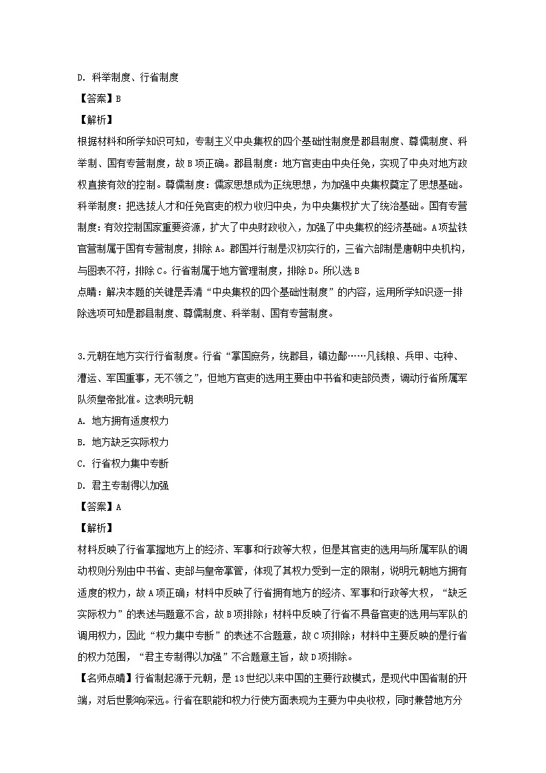 辽宁省六校协作体2020届高三上学期开学考试历史试题02