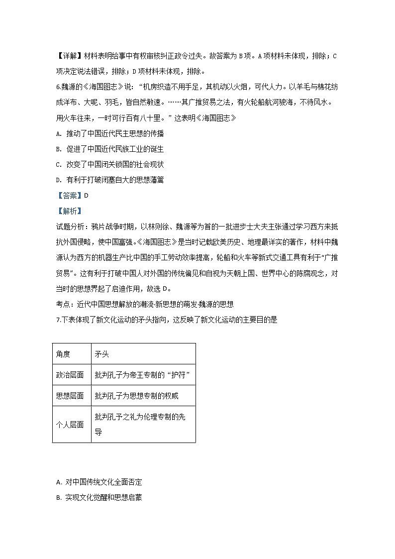 山东省潍坊市昌乐县2020届高三4月模拟历史试题03