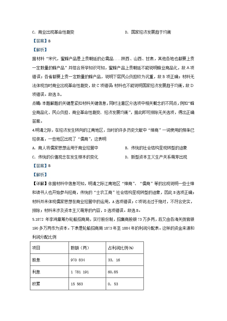 山东省济南第二中学2020届高三3月模拟历史试题02