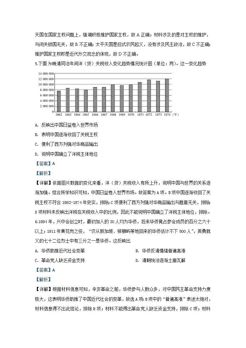 山东省聊城第一中学2020届高三4月线上模拟历史试题03