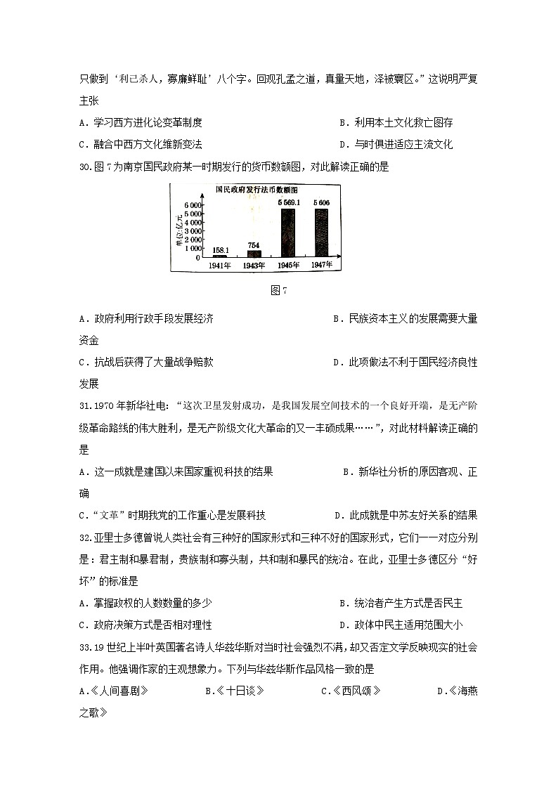 黑龙江省哈尔滨市第六中学校2020届高三模拟考试文综-历史试题第2页