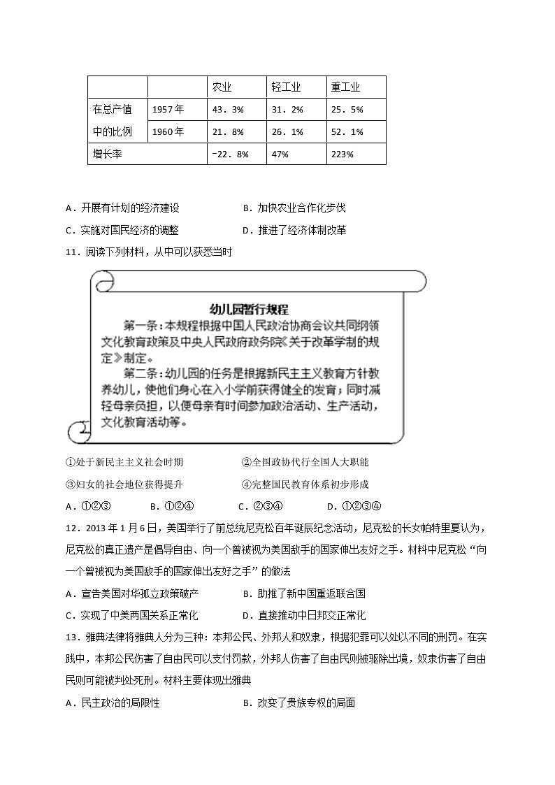 江苏省连云港市老六所四星高中2020届高三下学期模拟考试历史试题03