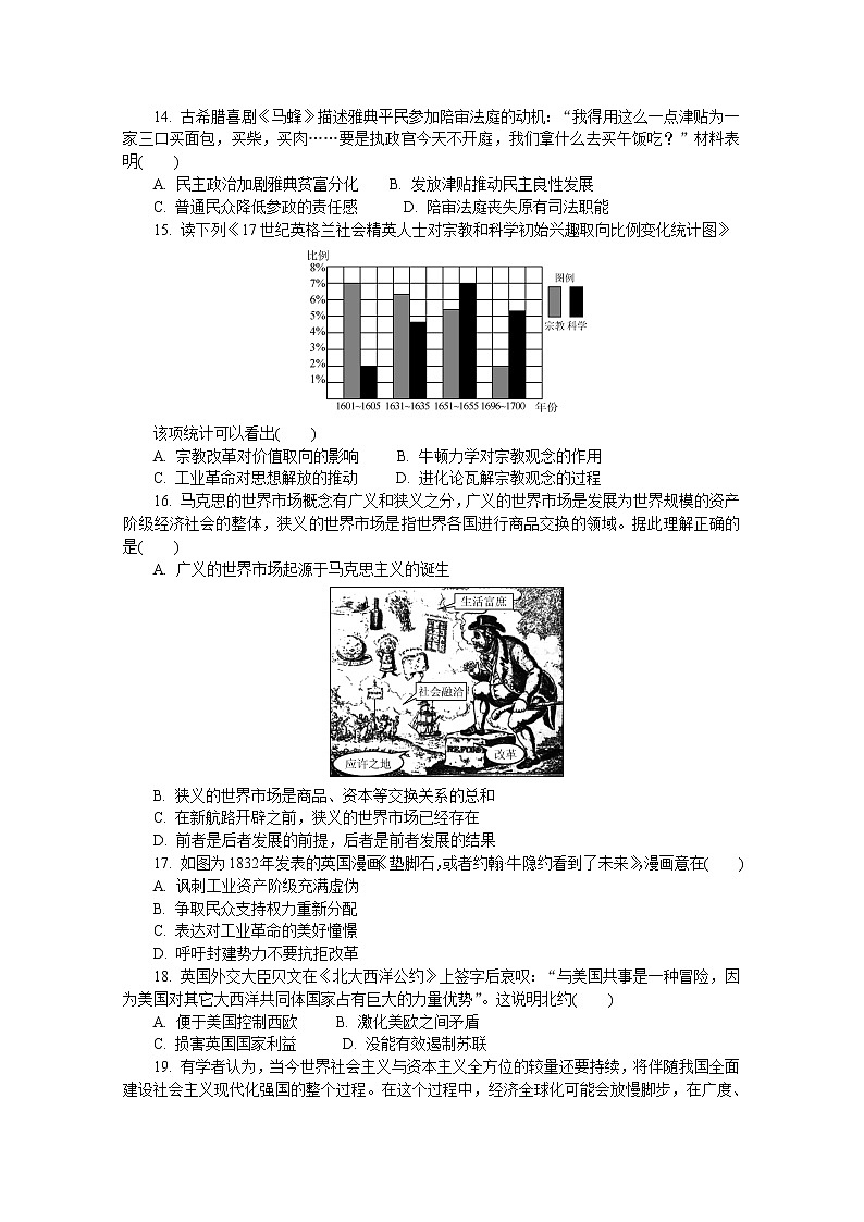江苏省无锡市江阴市第一中学2020届高三模拟考试历史试卷第3页