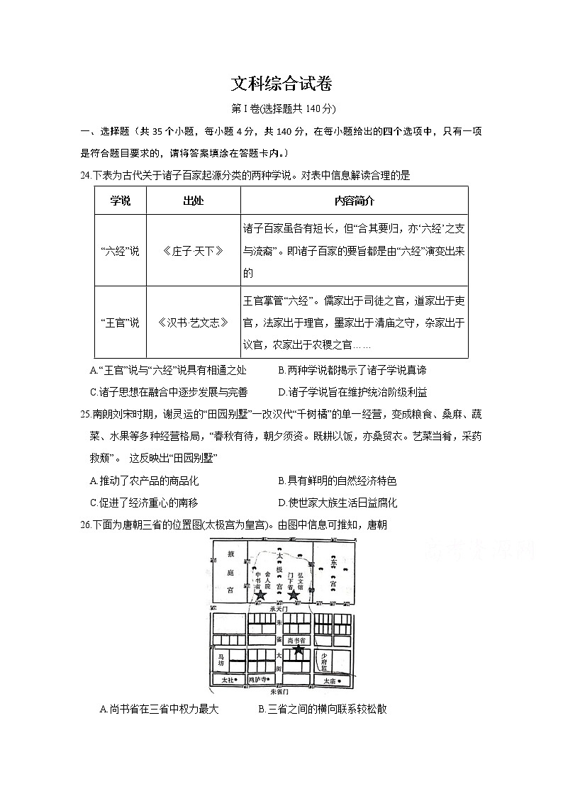 江西省萍乡市莲花县莲花中学2020届高三下学期5月模拟考试历史试卷01