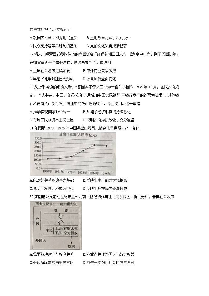 辽宁省抚顺市2020届高三下学期420模拟考试 历史02
